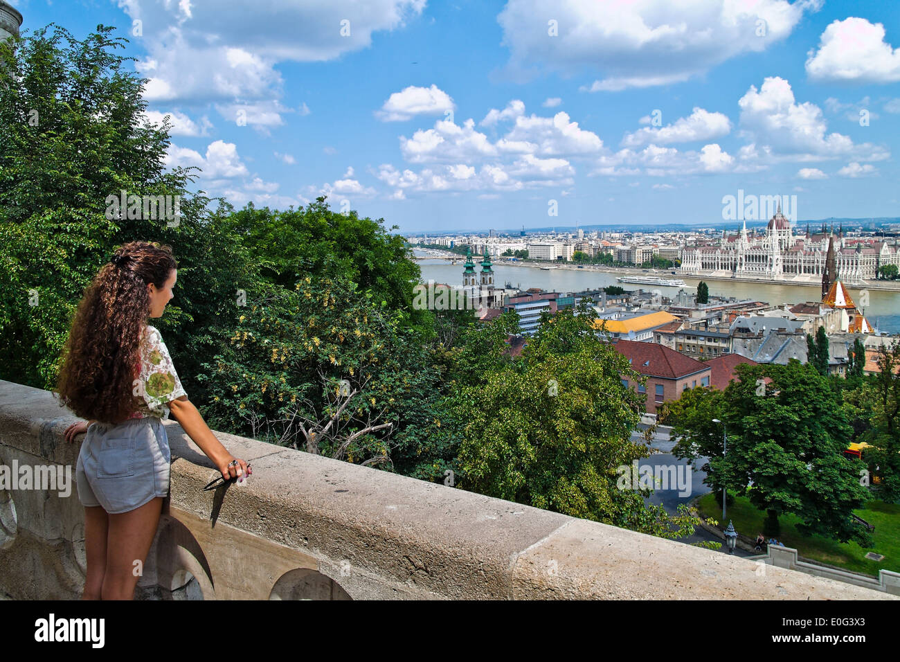 Europe, Hungary, Budapest, town view with parliament, Europa, Ungarn, Stadtansicht mit Parlament Stock Photo