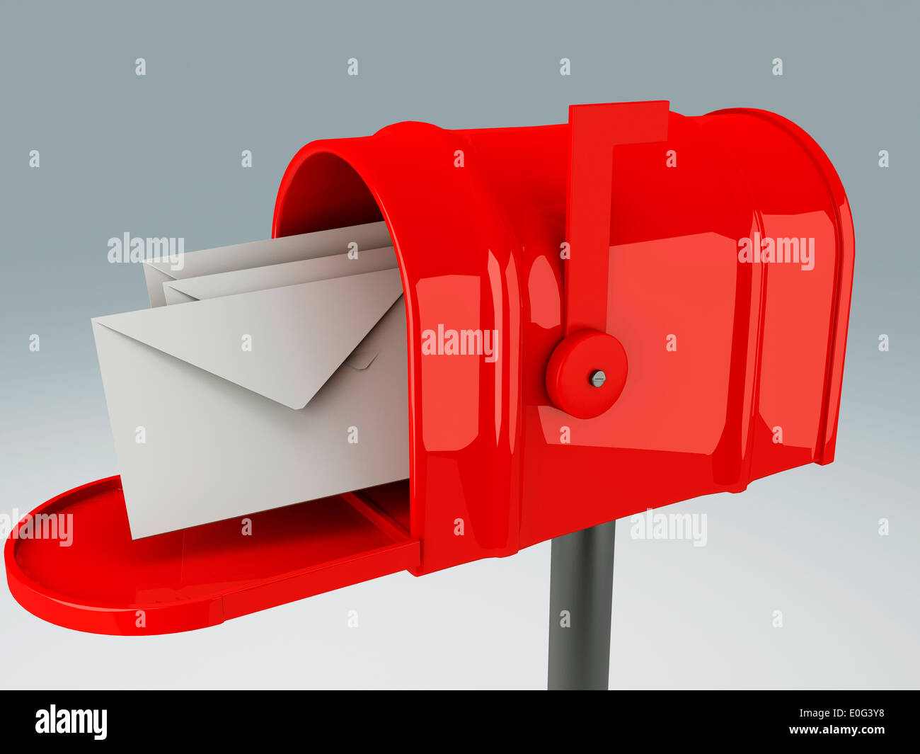 red mail box with heap of letters. 3D illustration Stock Photo Alamy
