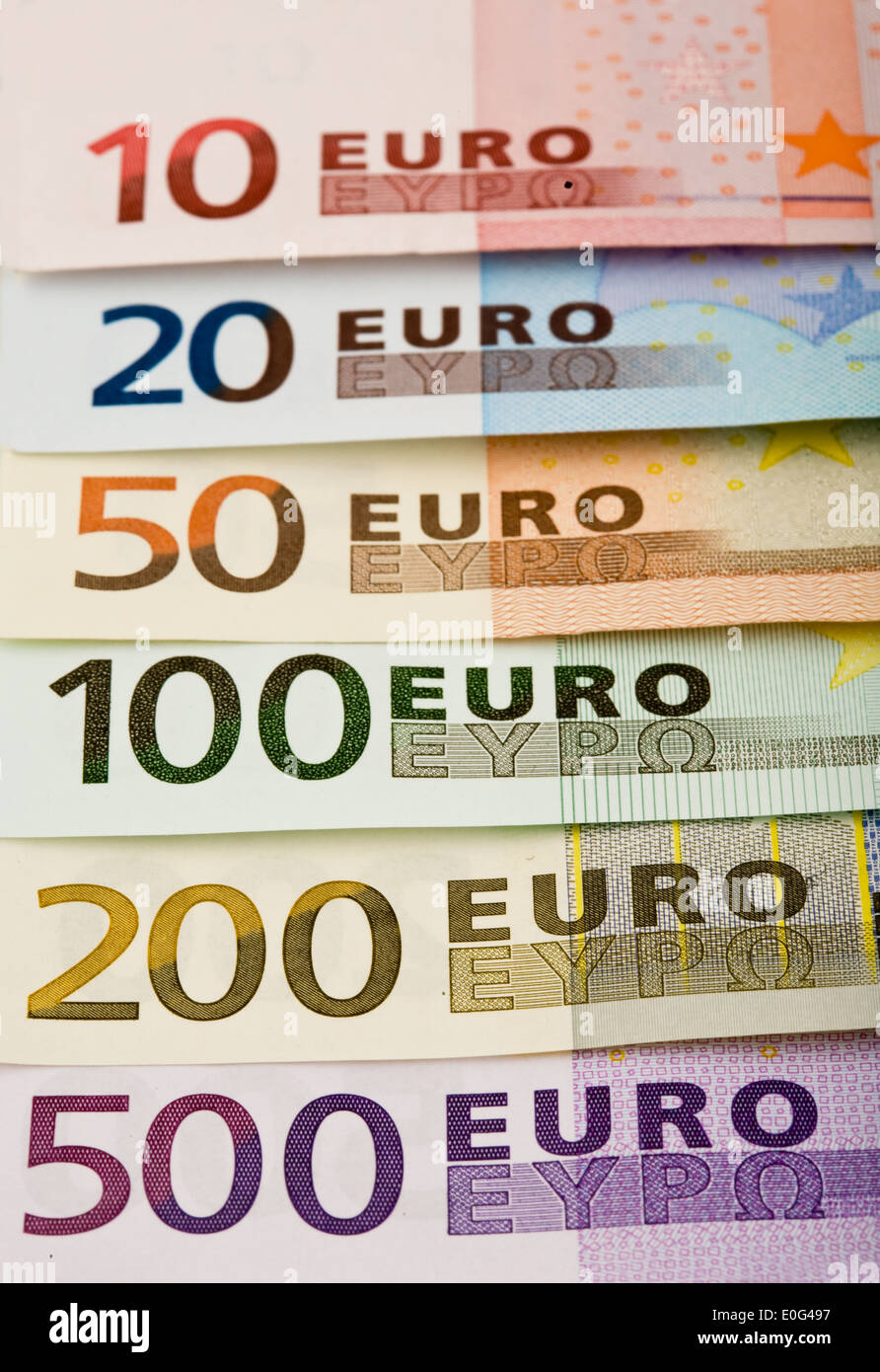 Eurobank notes, Eurogeldscheine Stock Photo