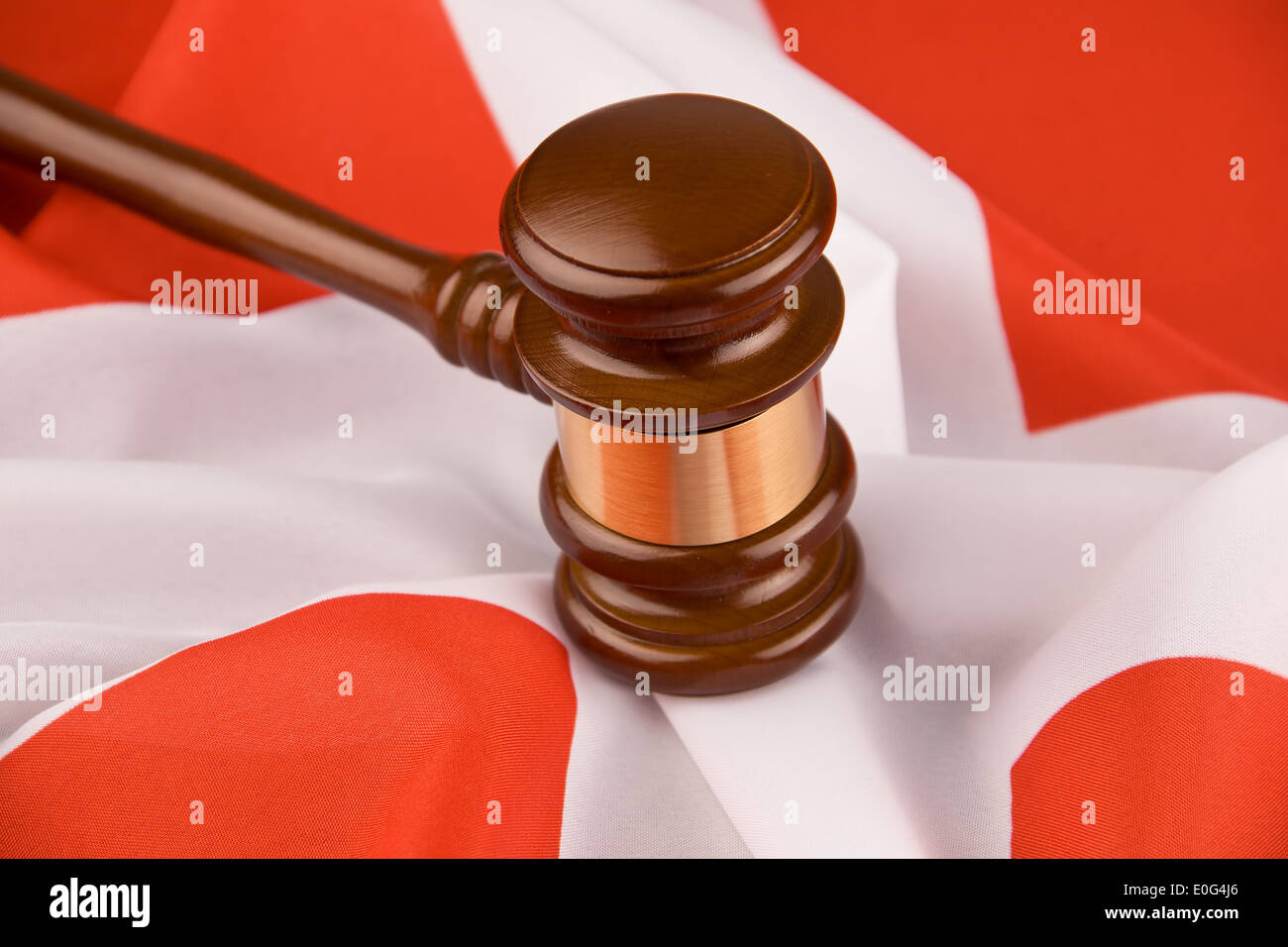 Court hammer and Swiss flag , Gerichtshammer und schweizer Flagge Stock Photo