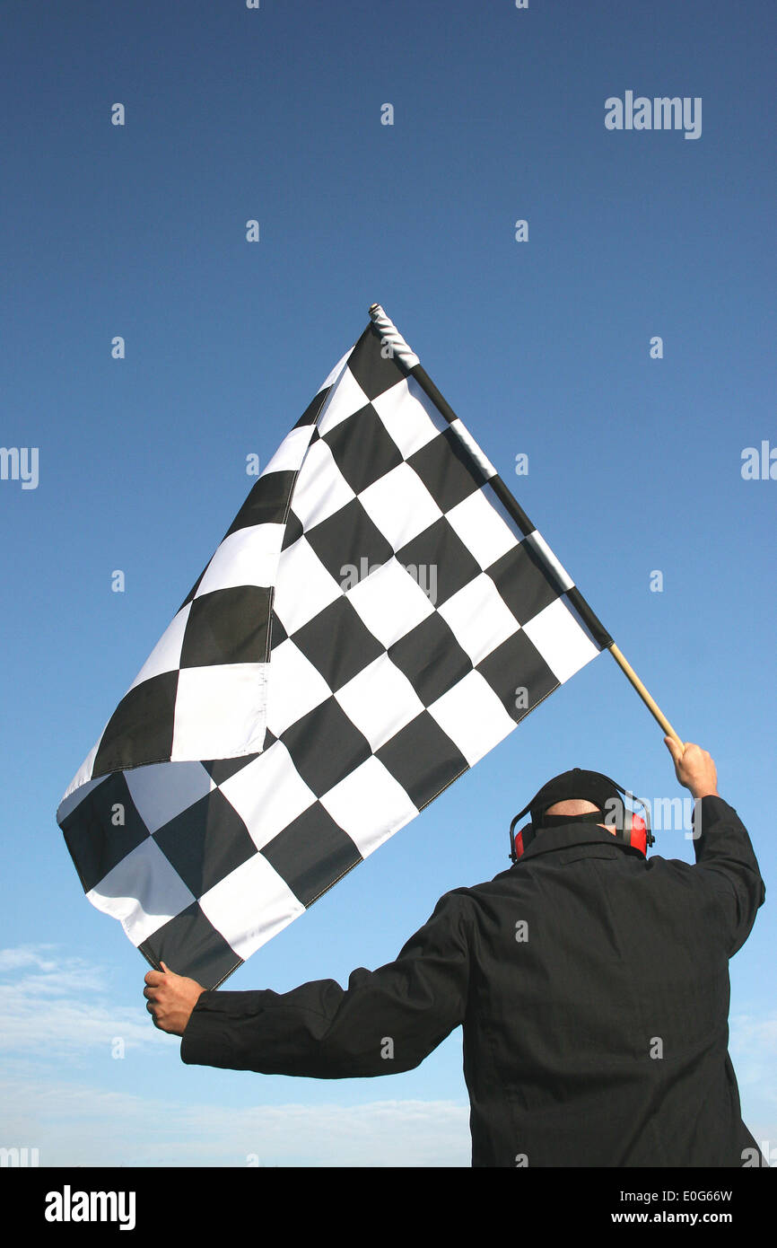 Checkered flag [], concepts, Ambitiously, success, success, successfully, to successful, more successfully, successful, it creat Stock Photo
