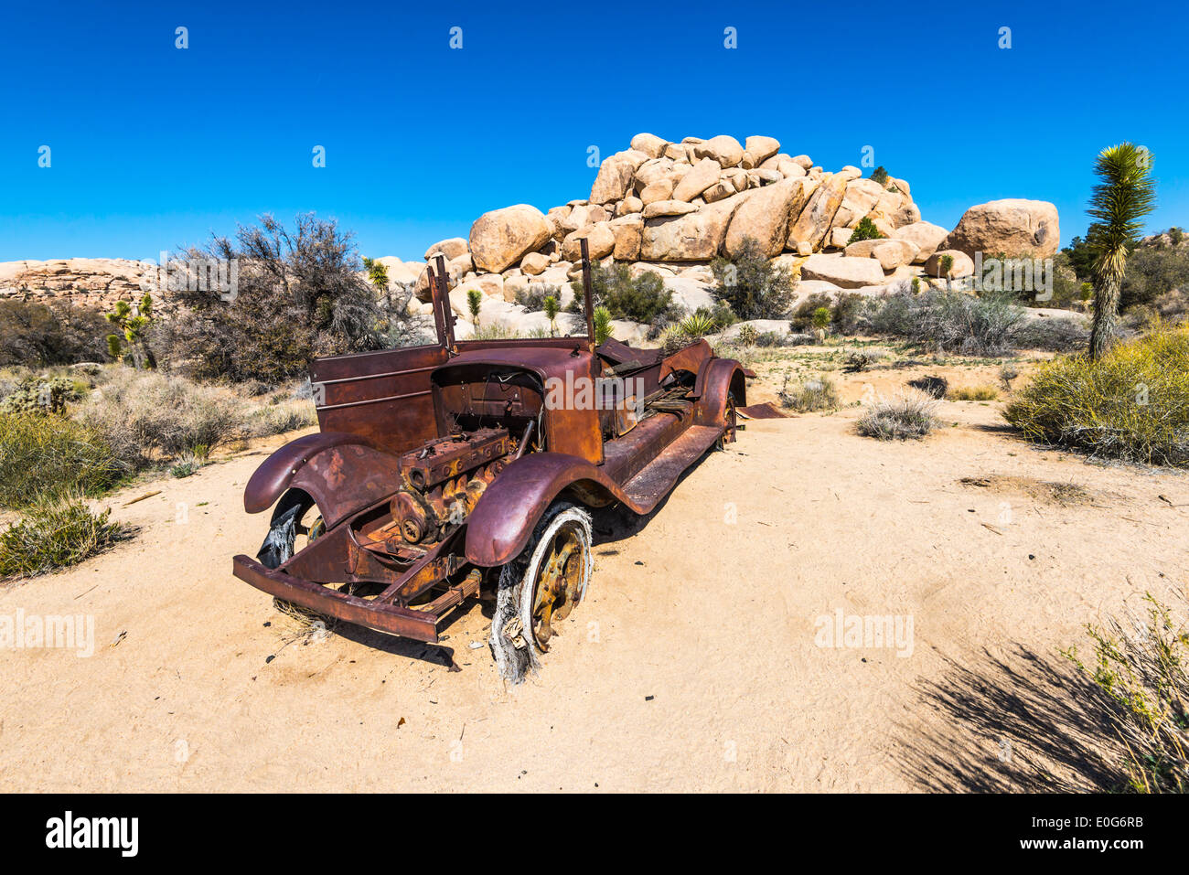Abandoned and rusted car. Joshua Tree National Park, California, United