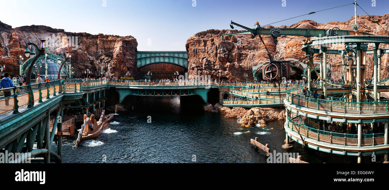 Tokyo Disneysea theme park, Mysterious Island panoramic scenery. Japan. Stock Photo
