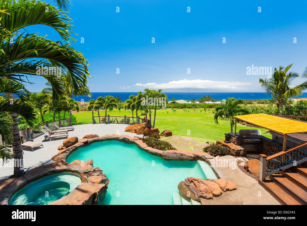 Luxury home with swimming pool Stock Photo