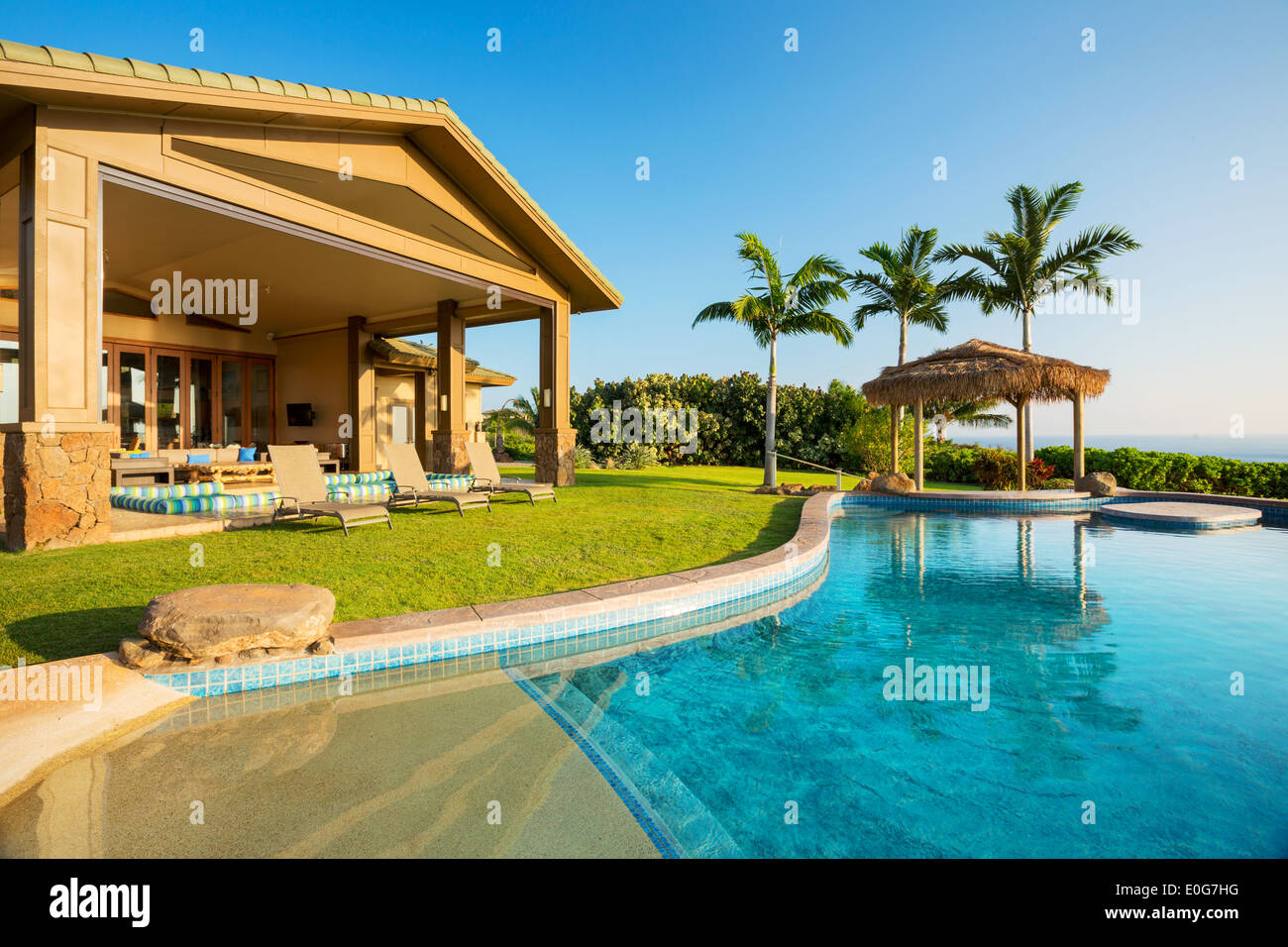 Luxury home with swimming pool Stock Photo