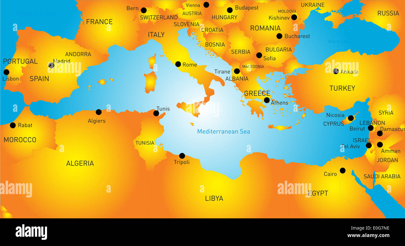 Map outline of spain and portugal and morocco hires stock photography