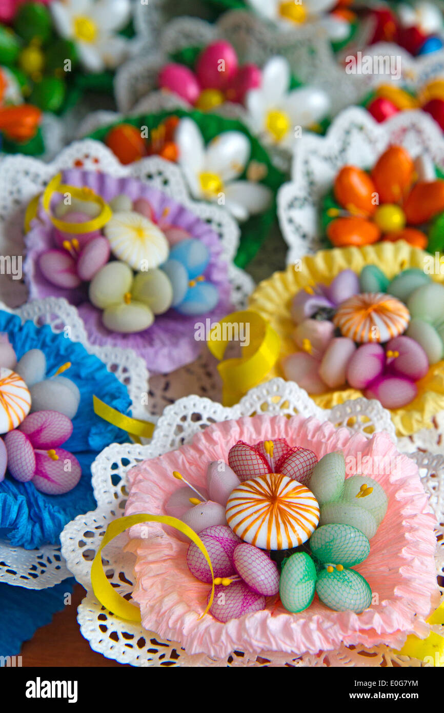 Sugared almonds - known locally as confetti - in Sulmona Stock Photo