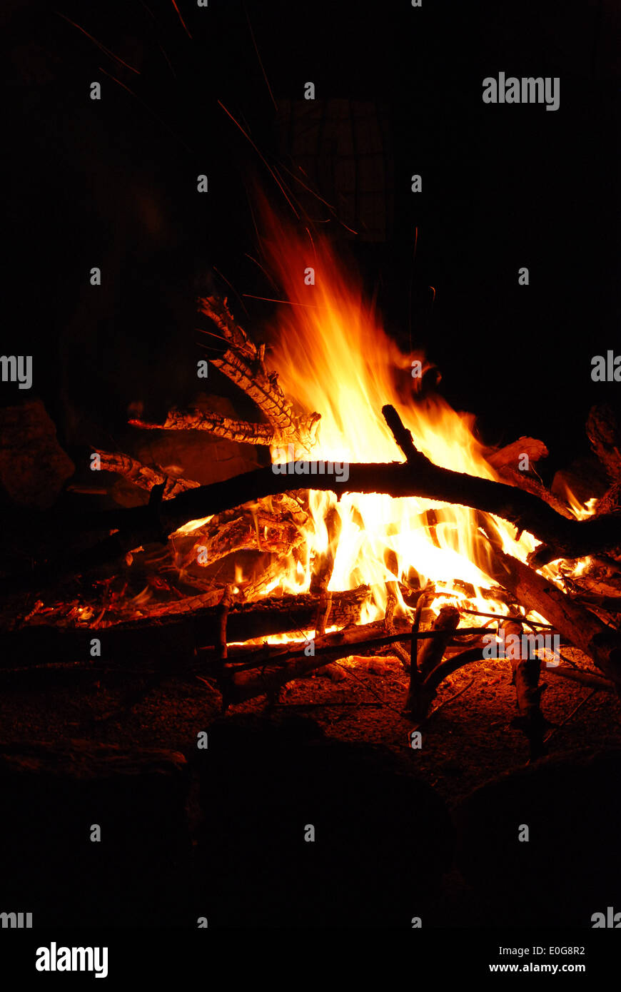 Campfire at Night Stock Photo - Alamy