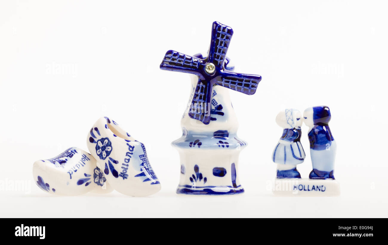 Typical dutch delft blue ceramic, isolated on white Stock Photo