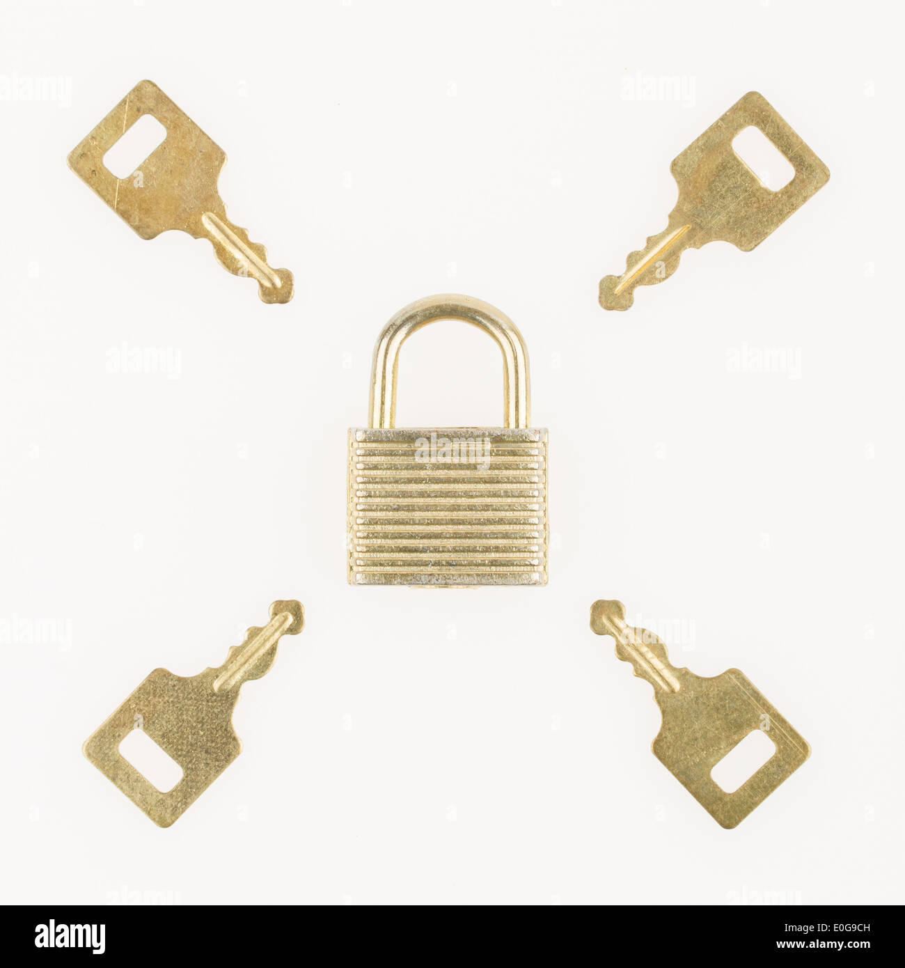 Closed padlock and keys isolated on white background Stock Photo - Alamy