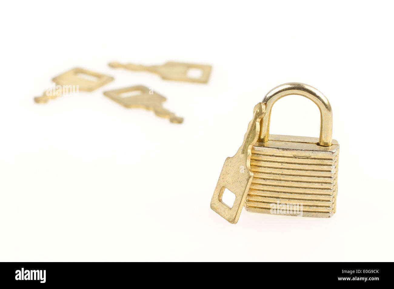 Closed padlock and keys isolated on white background Stock Photo - Alamy
