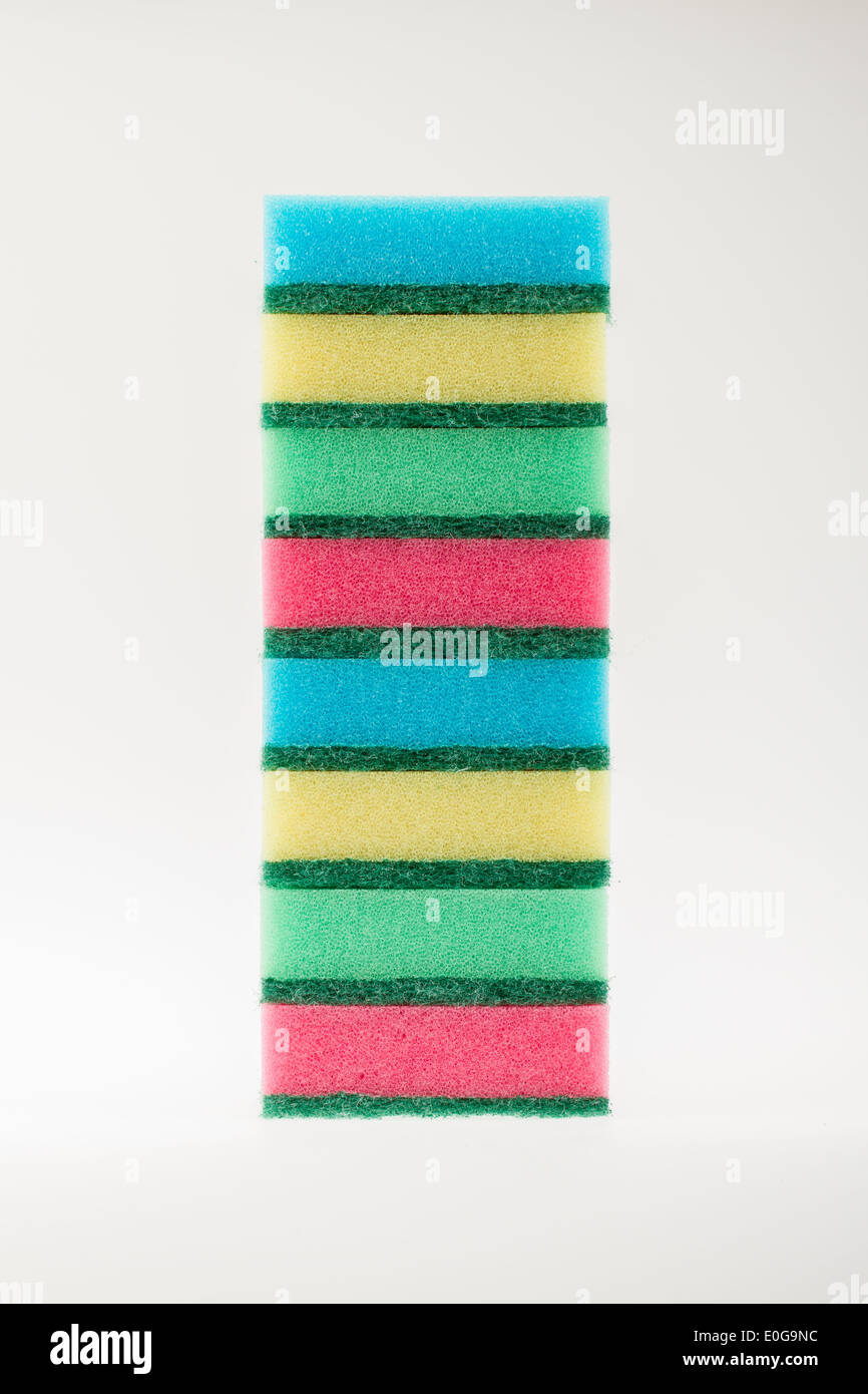 Set of colored sponges, isolated on white Stock Photo