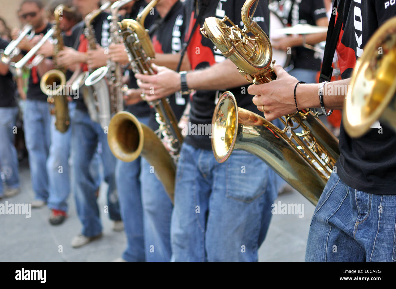 saxophone player is in the street Stock Photo Alamy
