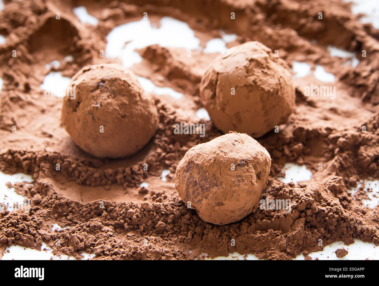 rolling homemade chocolate truffles in cocoa powder Stock Photo Alamy