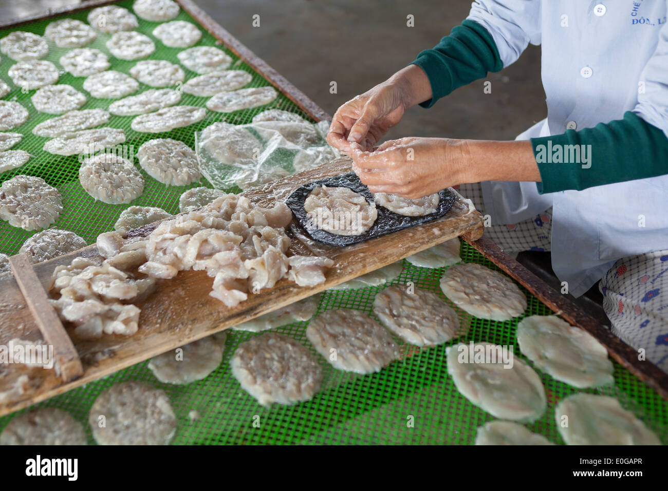 Drying Racks in Fish Processing Factory Hoi An Vietnam Stock Photo