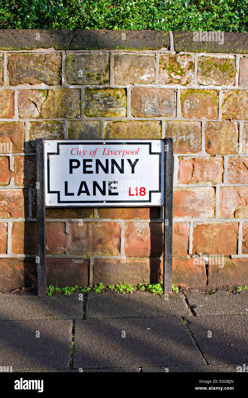 Penny Lane street sign, Liverpool, UK Stock Photo Alamy
