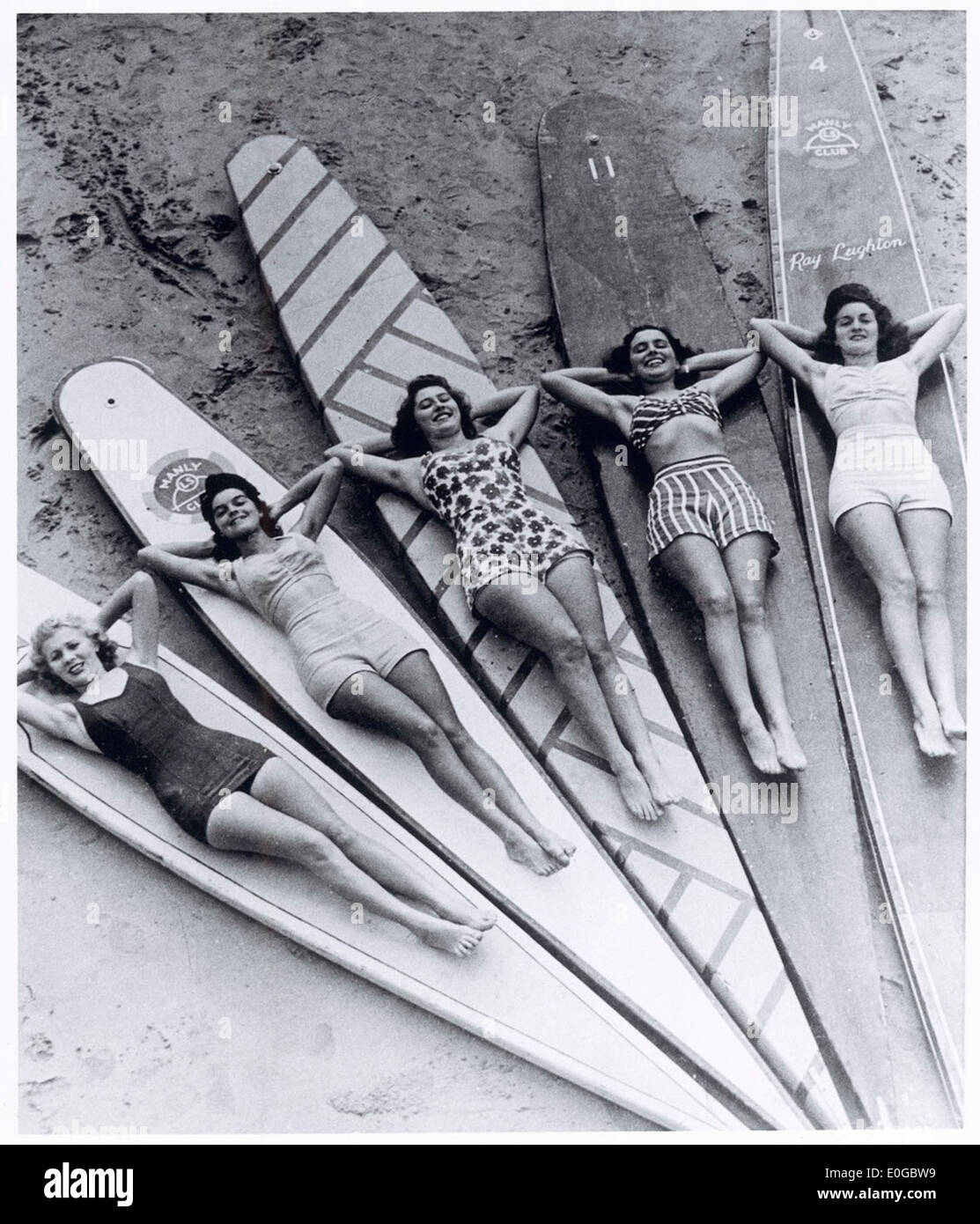 Surf sirens, Manly beach, New South Wales, 1938-46 Stock Photo