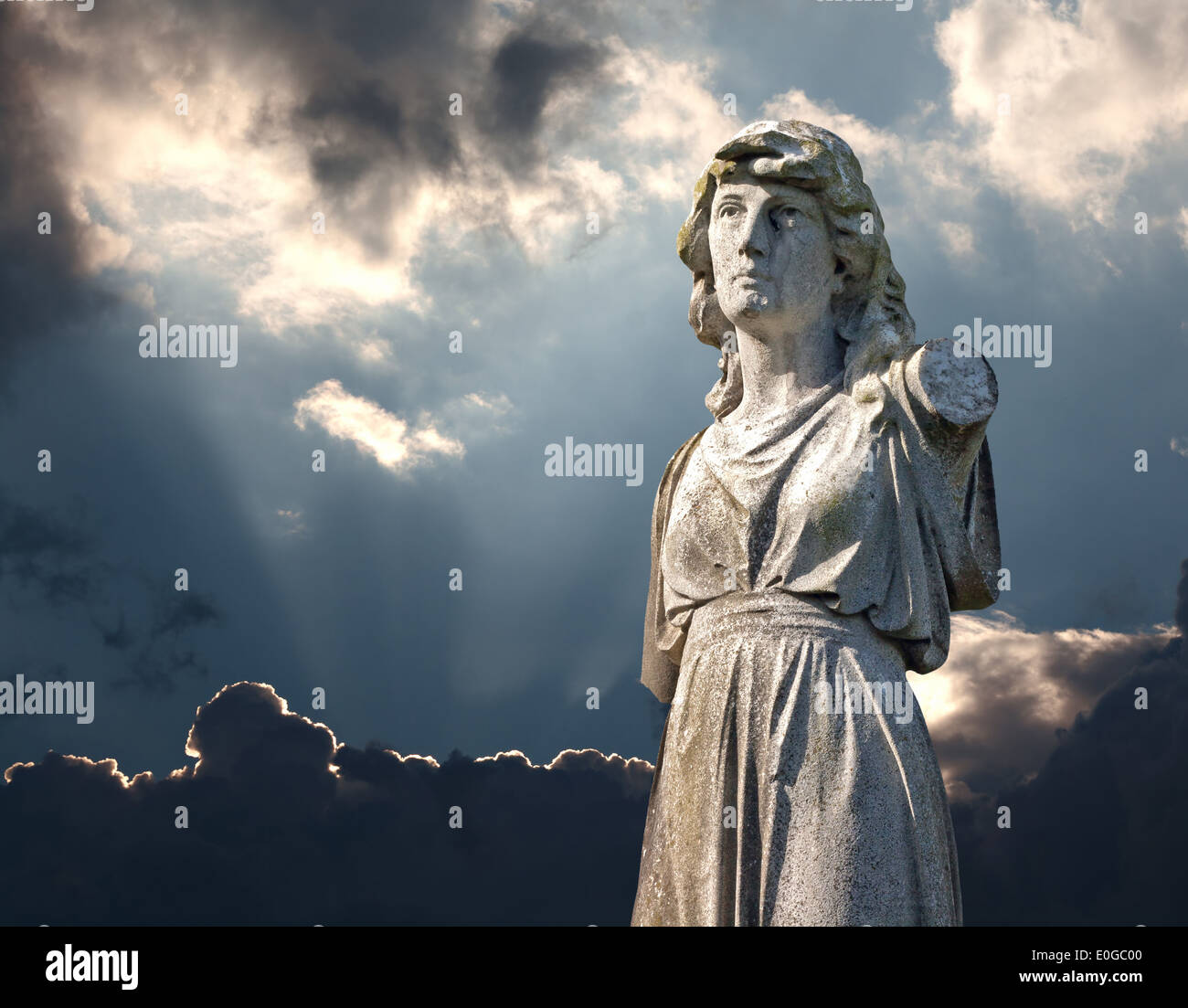 Female weathered statue in ancient graveyard Stock Photo Alamy