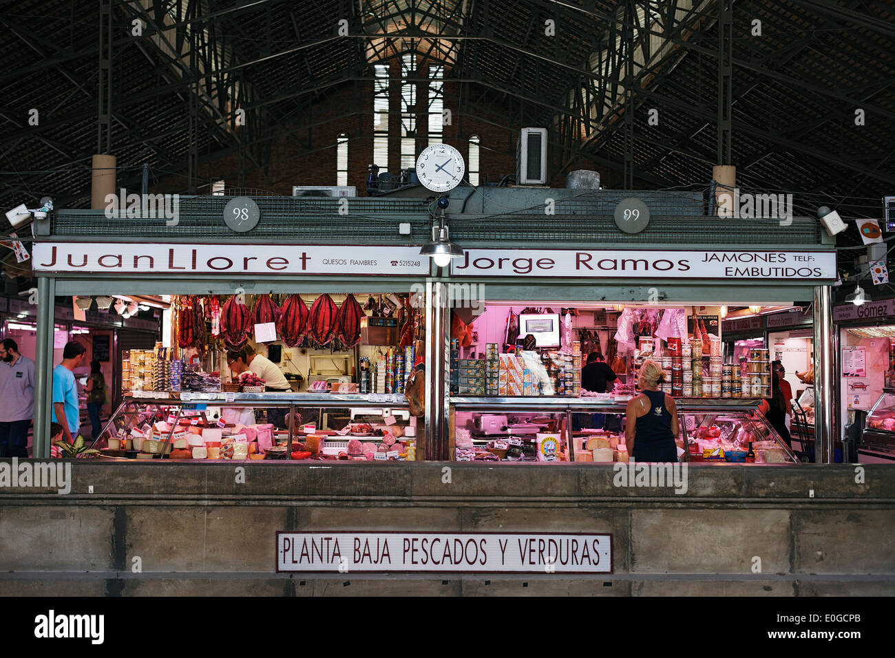 Butchers meat stoll, Market hall, Province Alicante, Spain Stock Photo