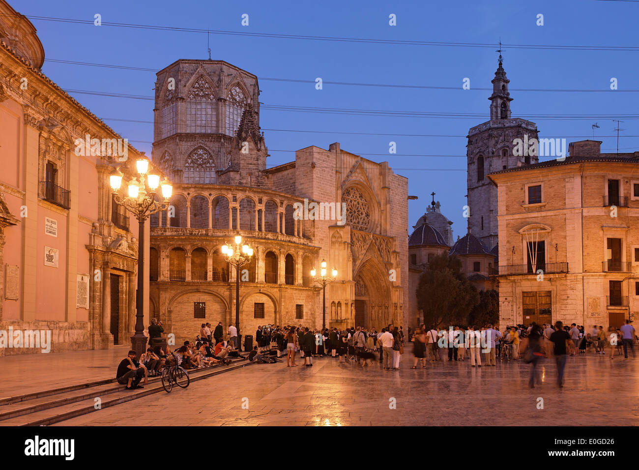 Cathedral, Catedral de Santa Maria de Valencia, Placa de la Virgen, Province Valencia, Valencia, Spain Stock Photo