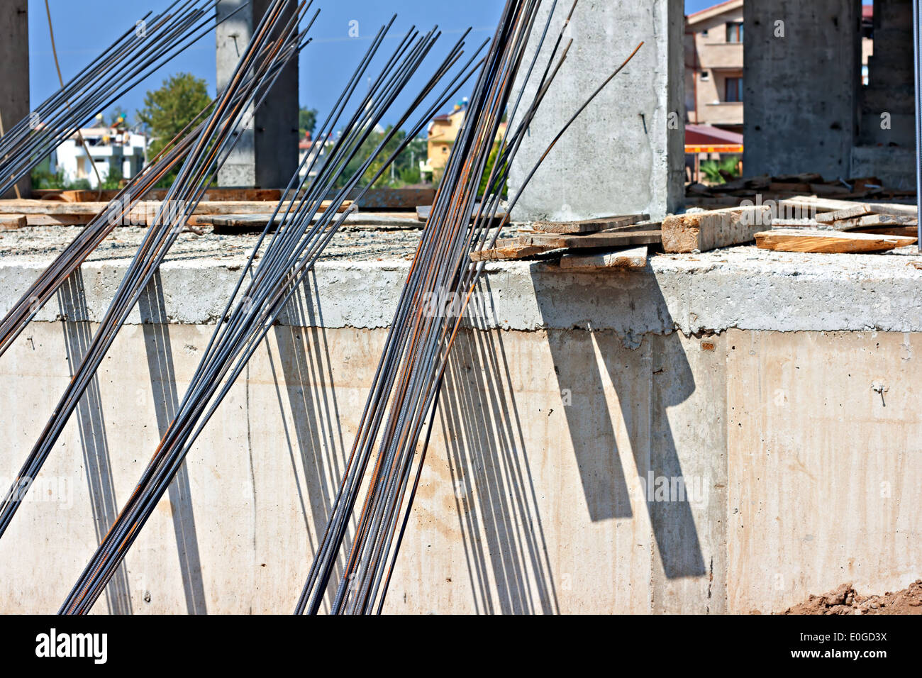 Concrete reinforcing rods on construction site Stock Photo Alamy