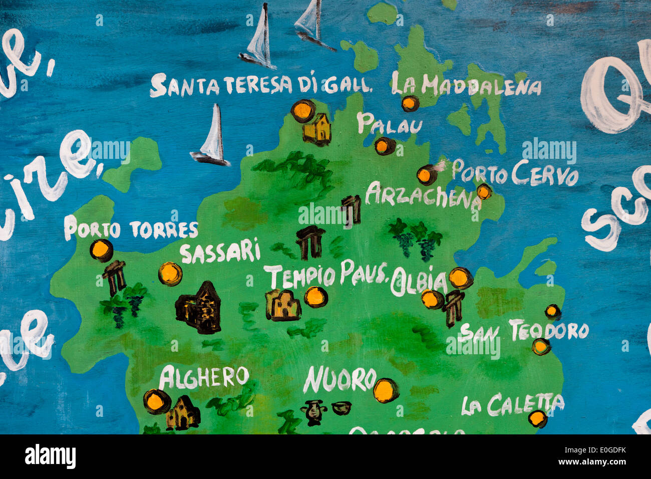 Artist rendering of a map of Sardinia Stock Photo