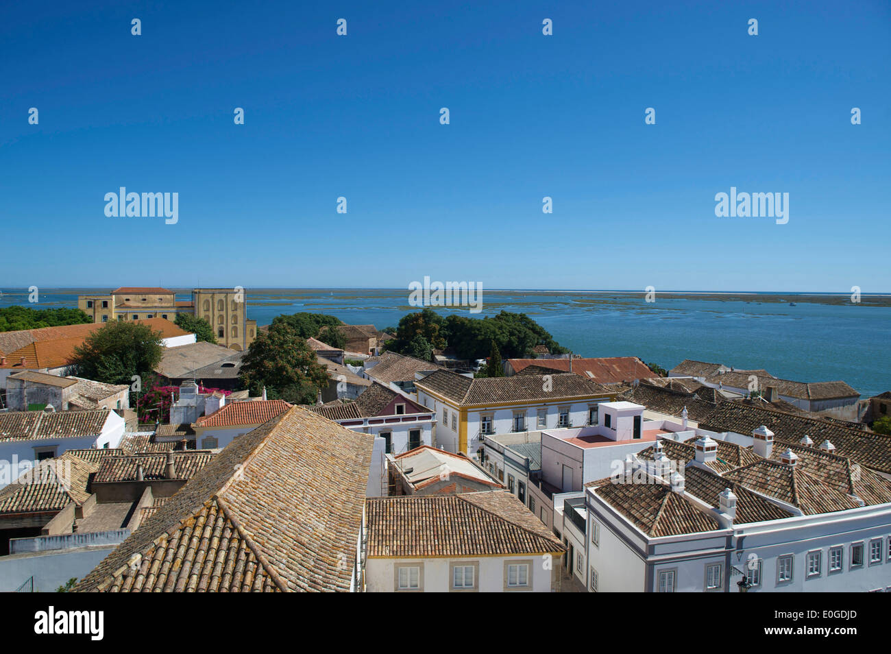 View from the Se cathdral at the old town and laguna Ria Formosa, Cidade Velha, Faro, Algarve, Portugal, Europe Stock Photo