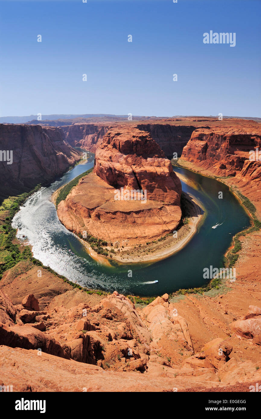 Horseshoe Bend with view of Colorado River, Horseshoe Bend, Page, Arizona, Southwest, USA, America Stock Photo