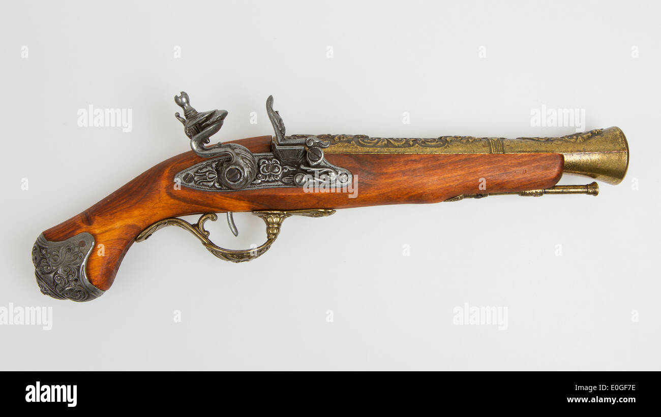 Old wooden gun isolated on white background Stock Photo - Alamy