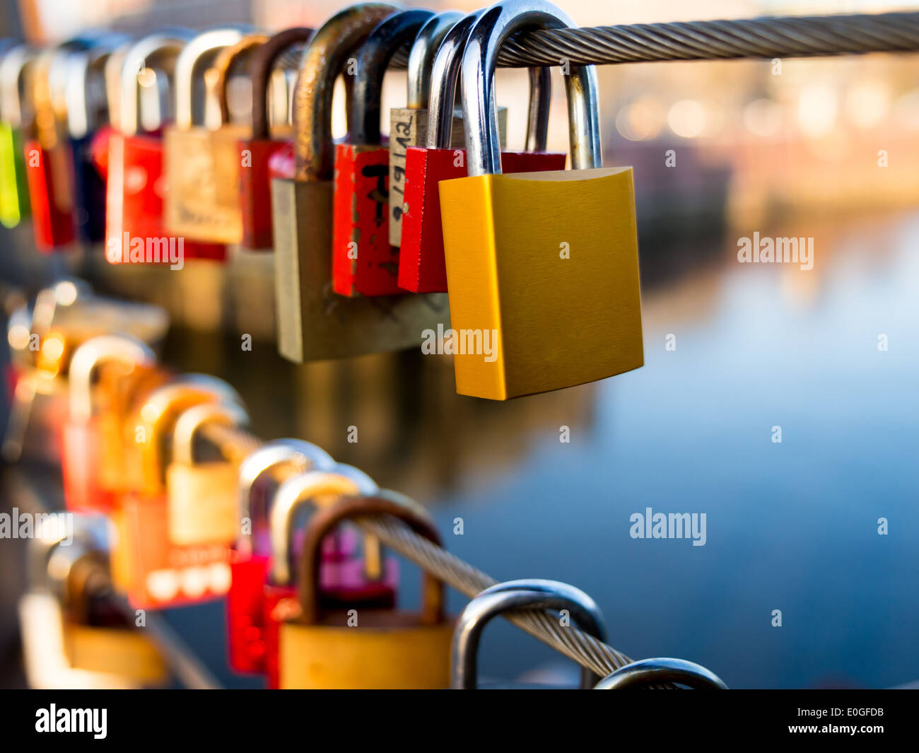 Love Locks on the bridge railing Stock Photo Alamy