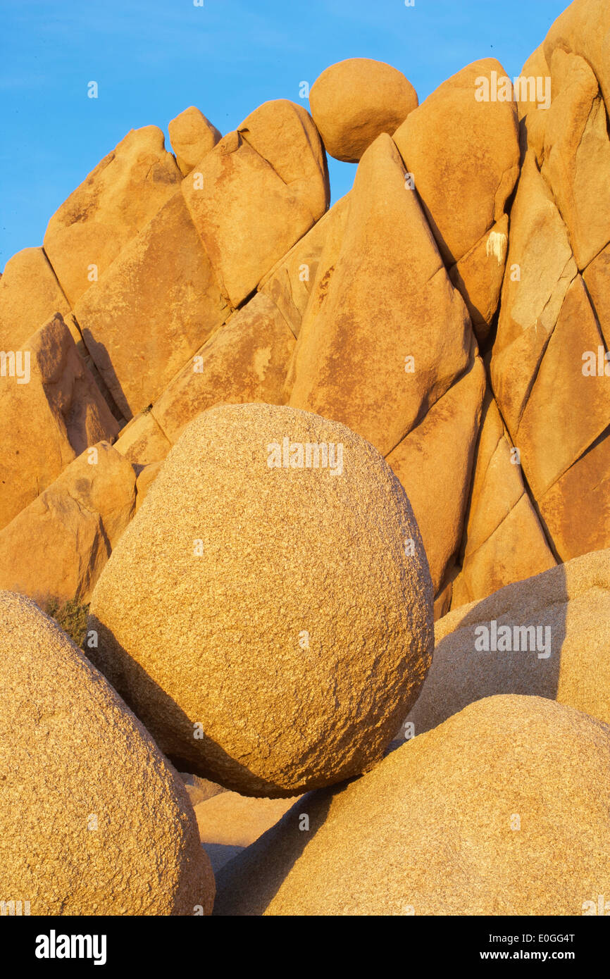 Jumbo Rocks at Joshua Tree National Park in the evening light, Mojave ...