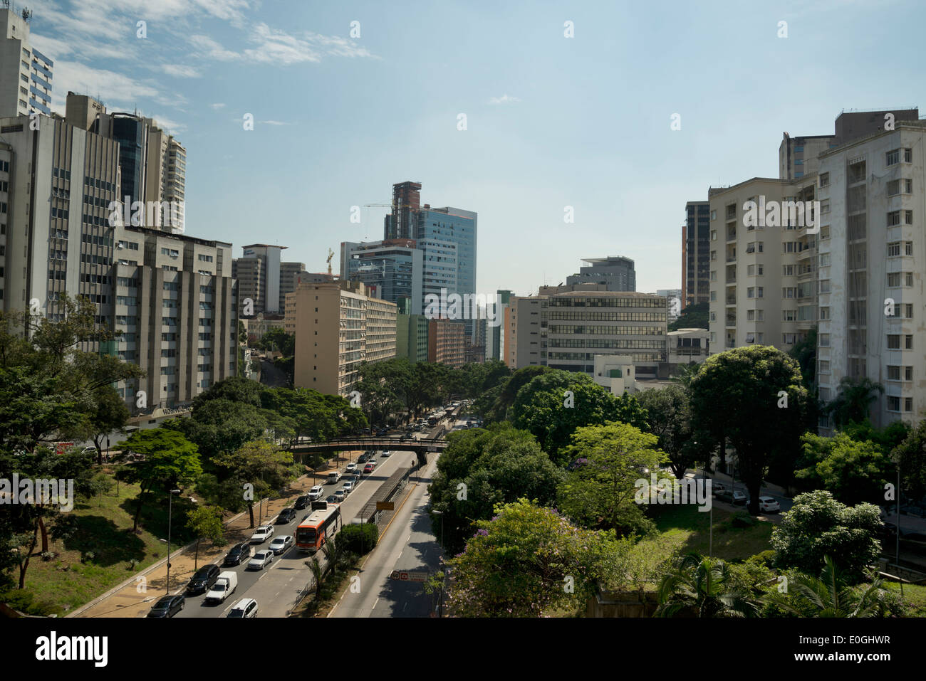View over part of a residential area of Sao Paulo from Paulista district Stock Photo