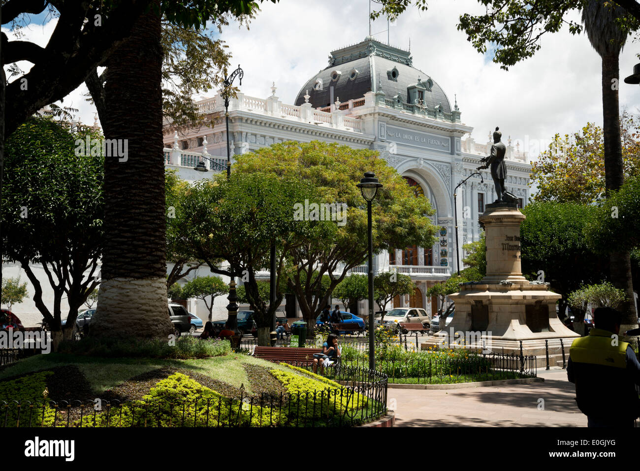 Bolivian Supreme court building from the main square in Sucre, Bolivia Stock Photo