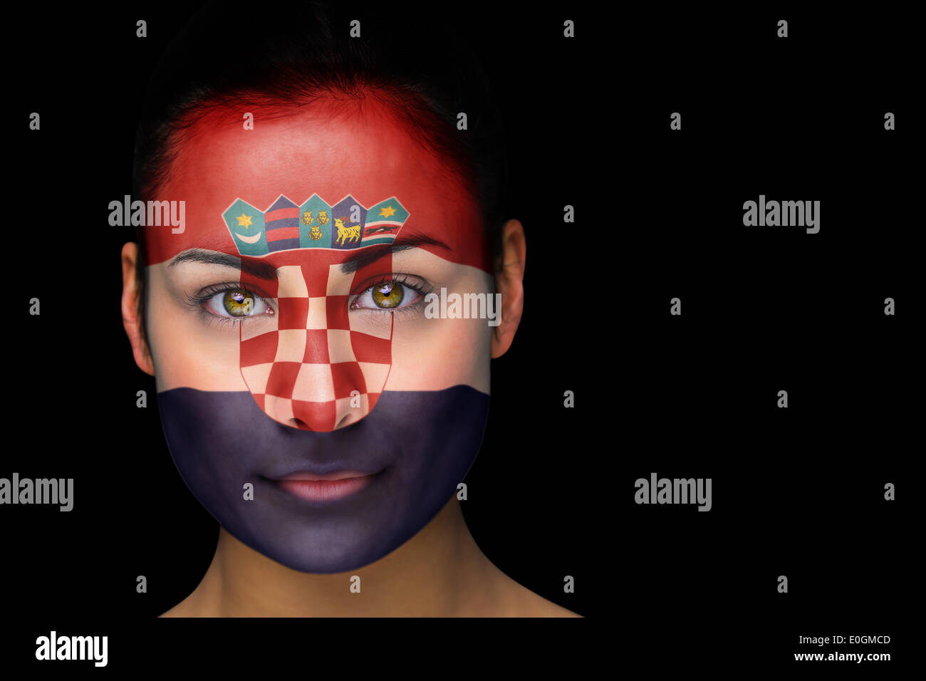 Croatia football fan in face paint Stock Photo Alamy