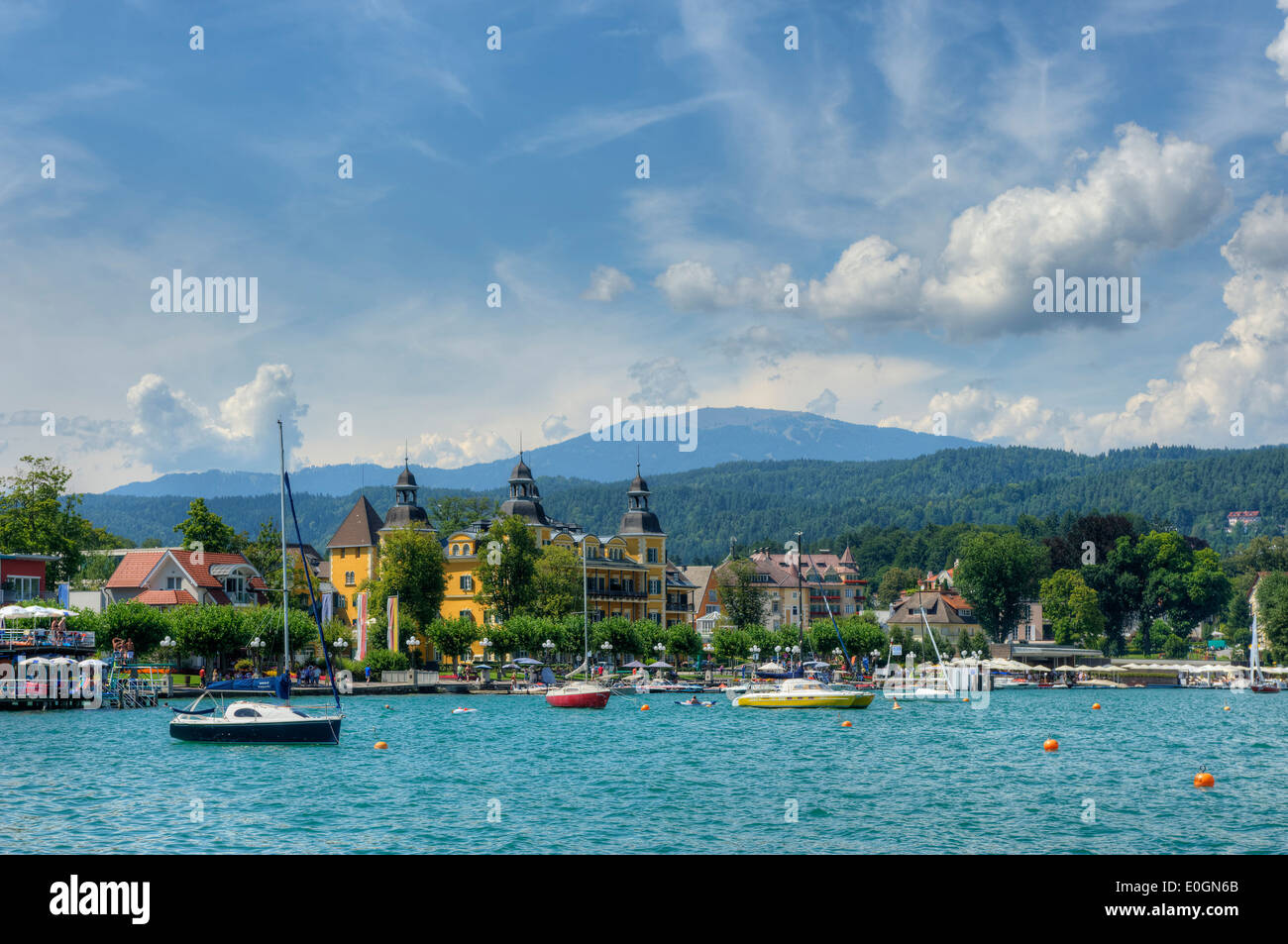 Velden Castle with lake woerther, Velden, Carinthia, Austria Stock