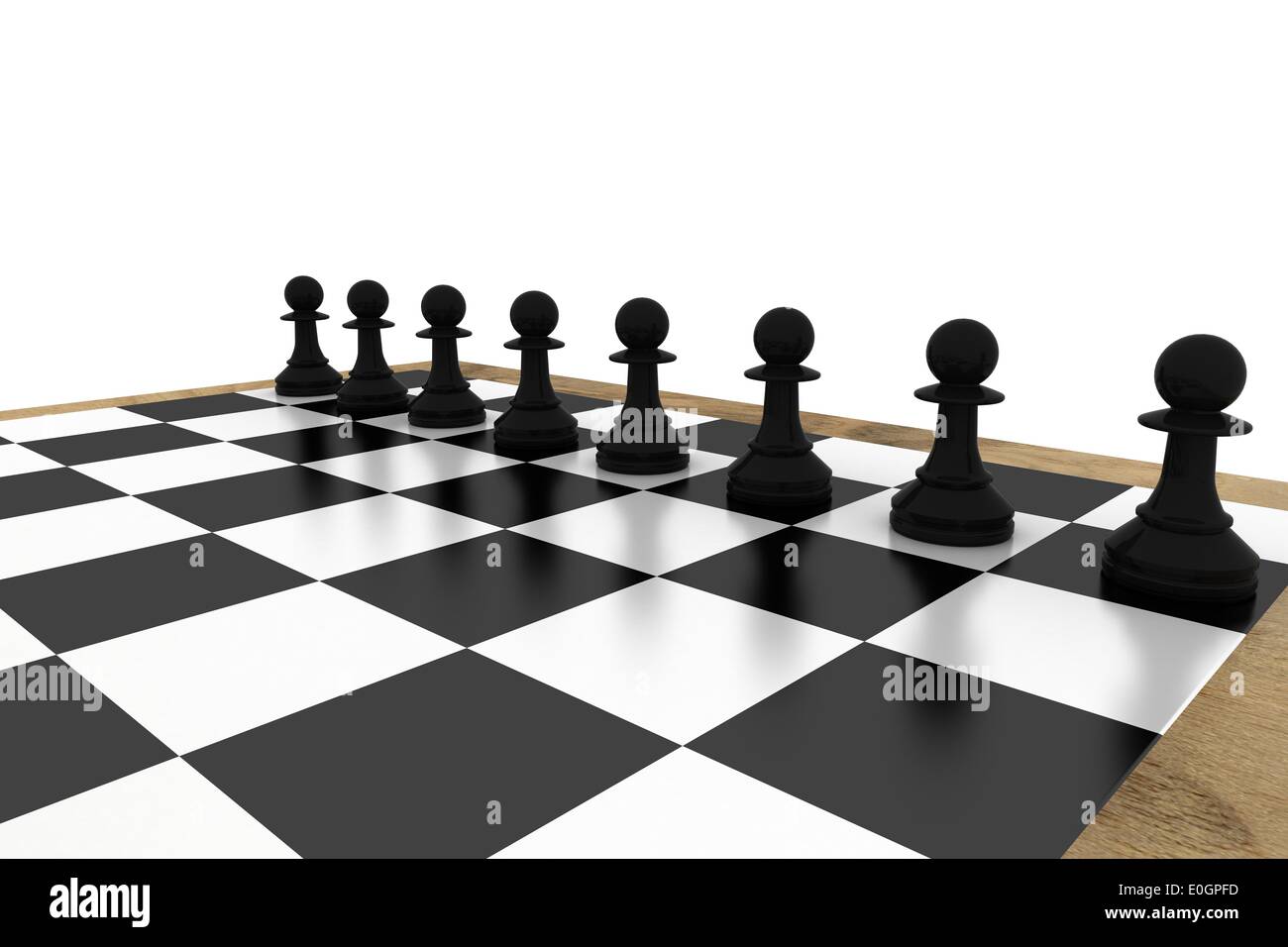 Black chess pawns on board Stock Photo