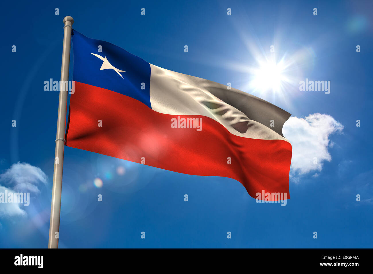 Chile national flag on flagpole Stock Photo Alamy