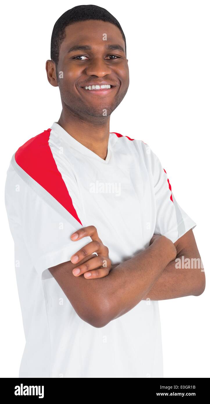 Handsome football fan looking at camera Stock Photo Alamy