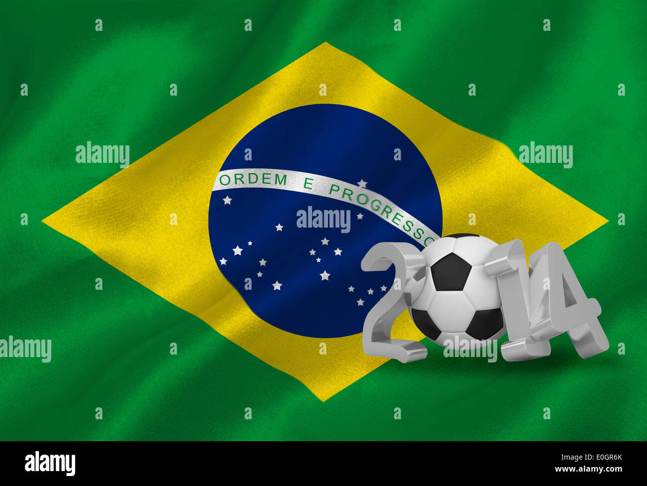 World cup 2014 with brasil flag Stock Photo