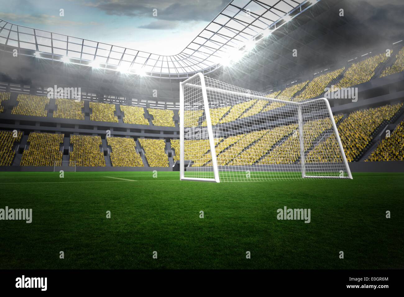 Large football stadium with lights Stock Photo Alamy