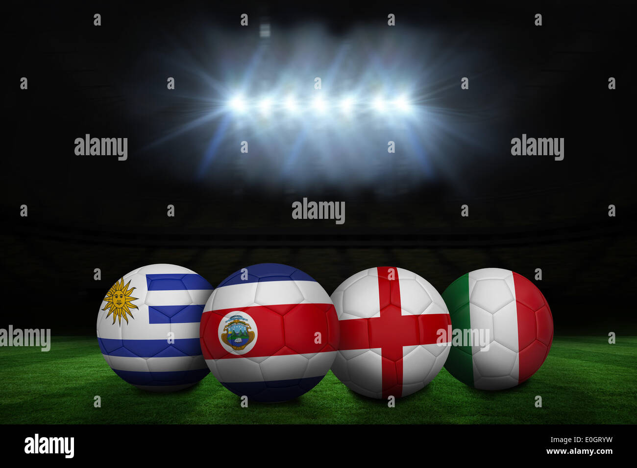 Footballs in group d colours for world cup Stock Photo Alamy
