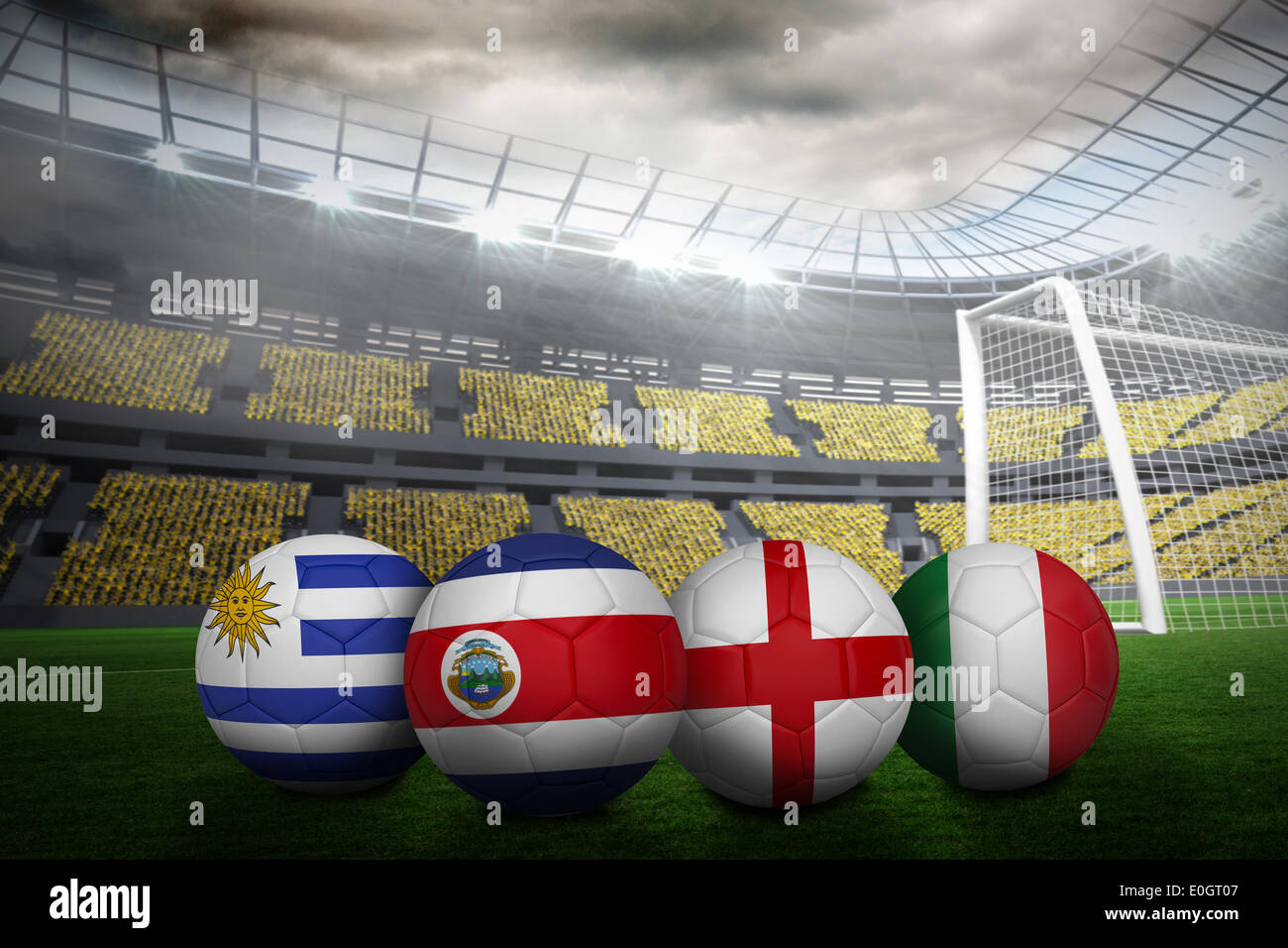 Footballs in group d colours for world cup Stock Photo Alamy