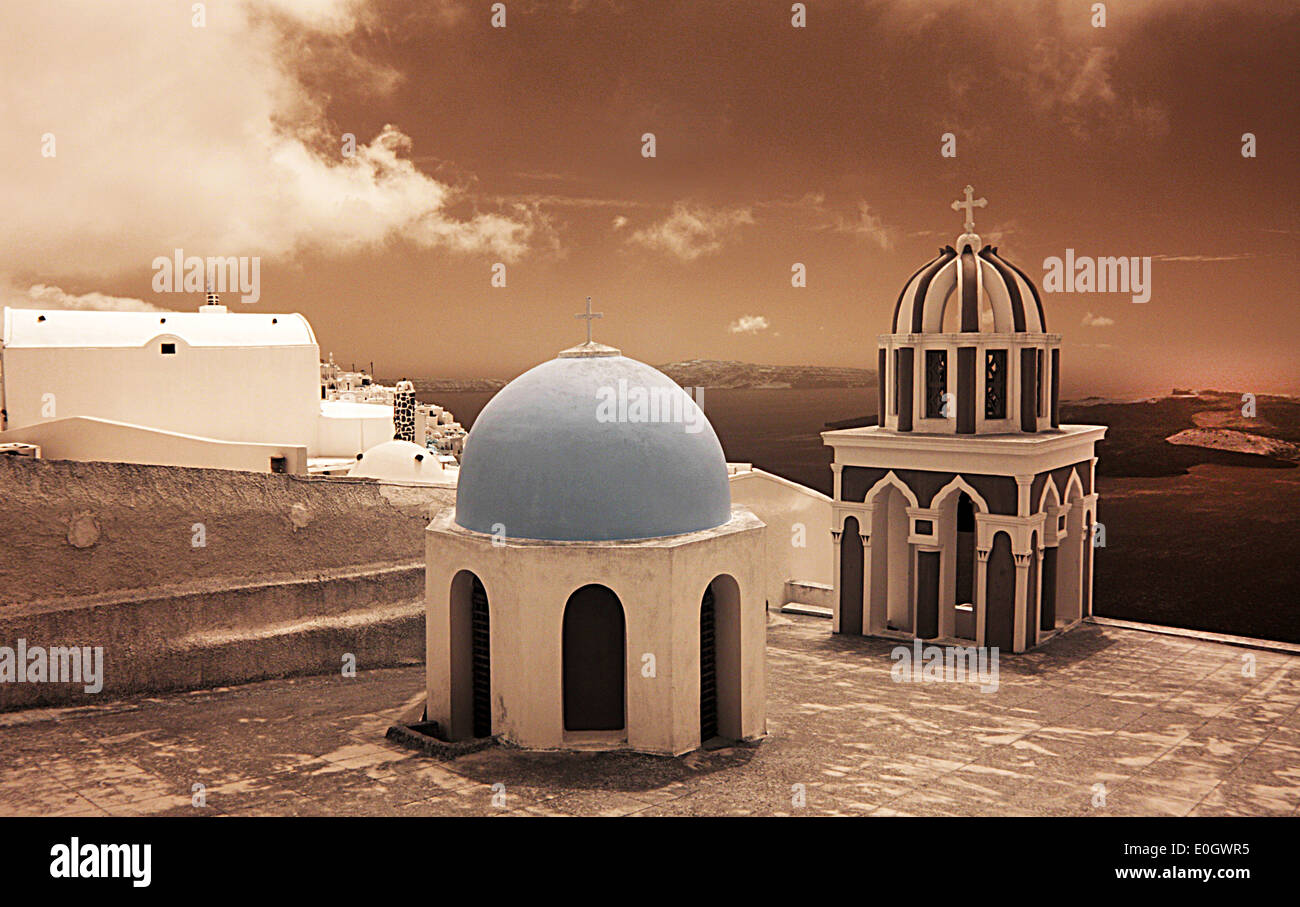 Domes in Imerovigli, Stock Photo