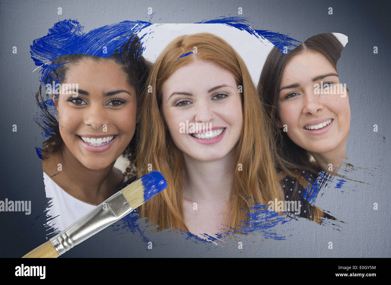 Composite image of pretty friends smiling at camera Stock Photo