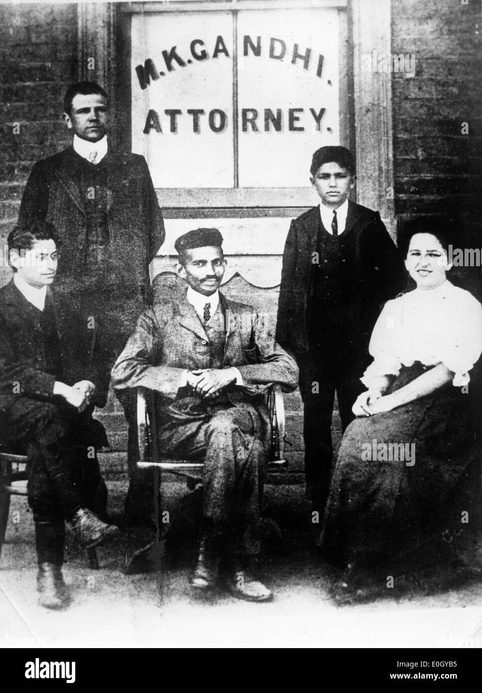 Mahatma Ghandi in conventional clothes while practicing as an attorney Stock Photo