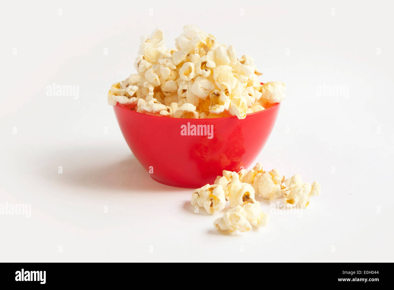 Popcorn in red bowl Stock Photo