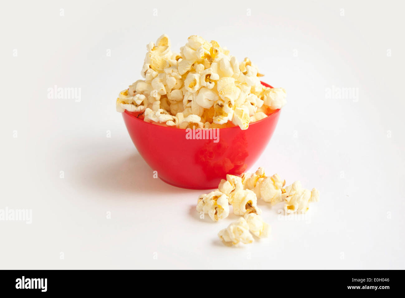 Popcorn in red bowl Stock Photo