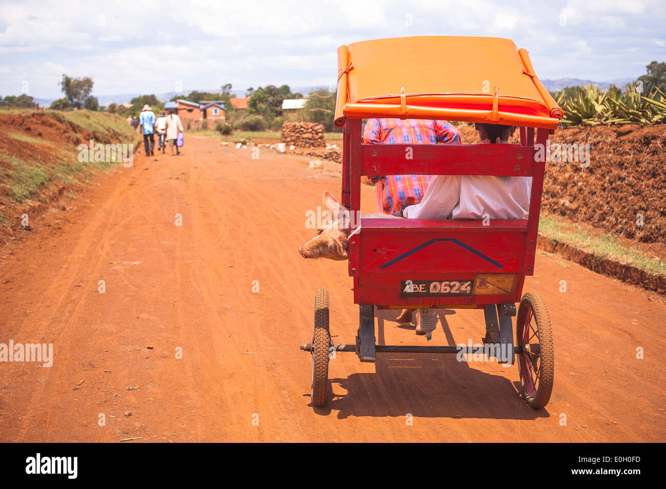 Rickshaw driving down a street, Madagascar, Africa Stock Photo - Alamy