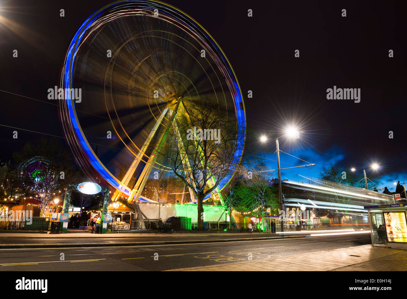 Big Ferris wheel and market at Edinburgh Christmas and New Year Stock