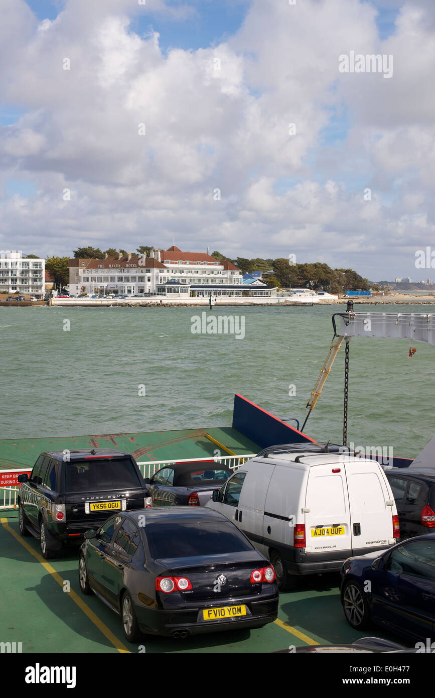 The Haven Hotel and Sandbanks from the Poole Harbour Chain Link Ferry